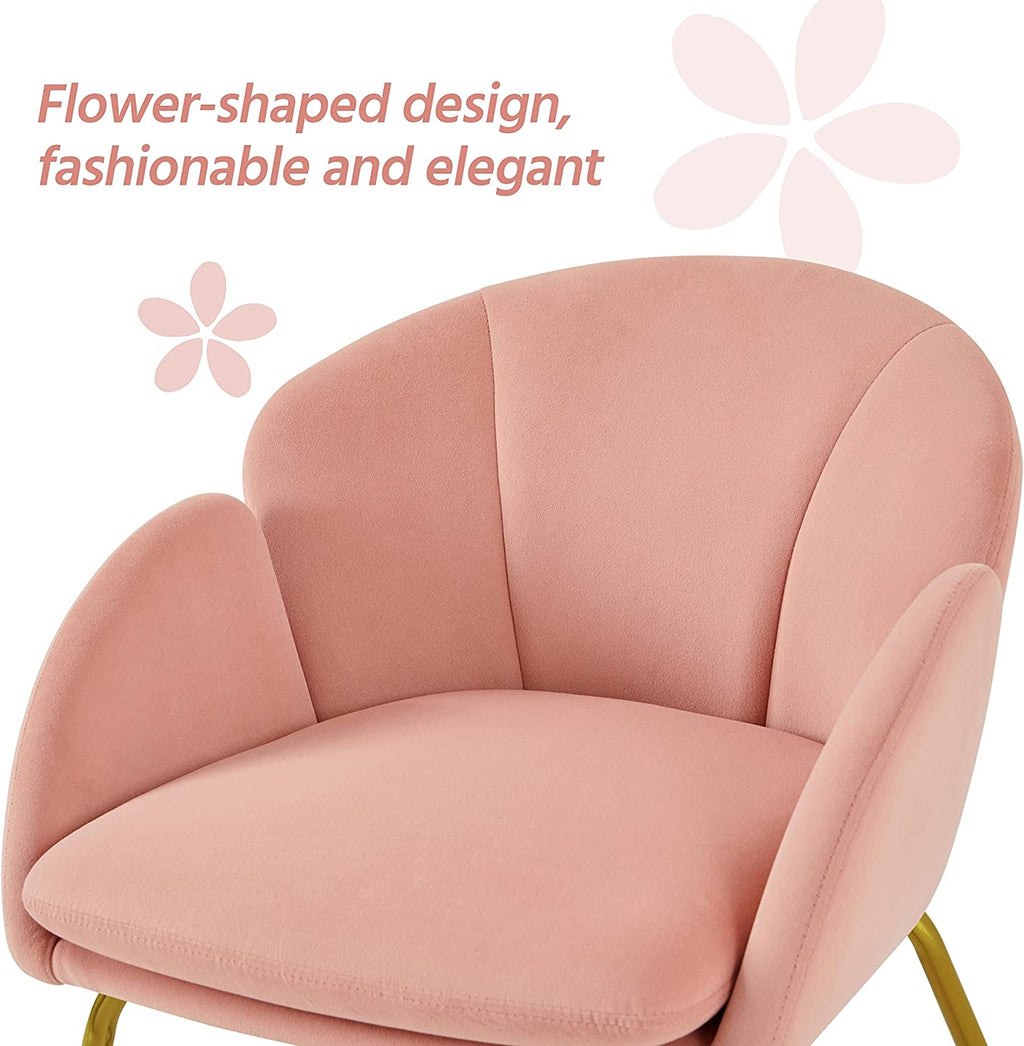 Flower Velvet Barrel Chair with Golden Metal Legs Q830