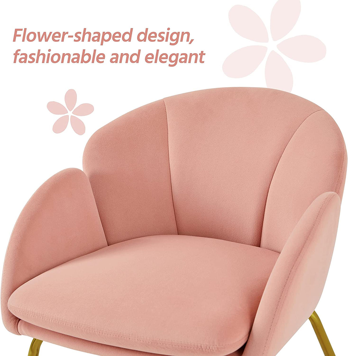 Flower Velvet Barrel Chair with Golden Metal Legs Q830