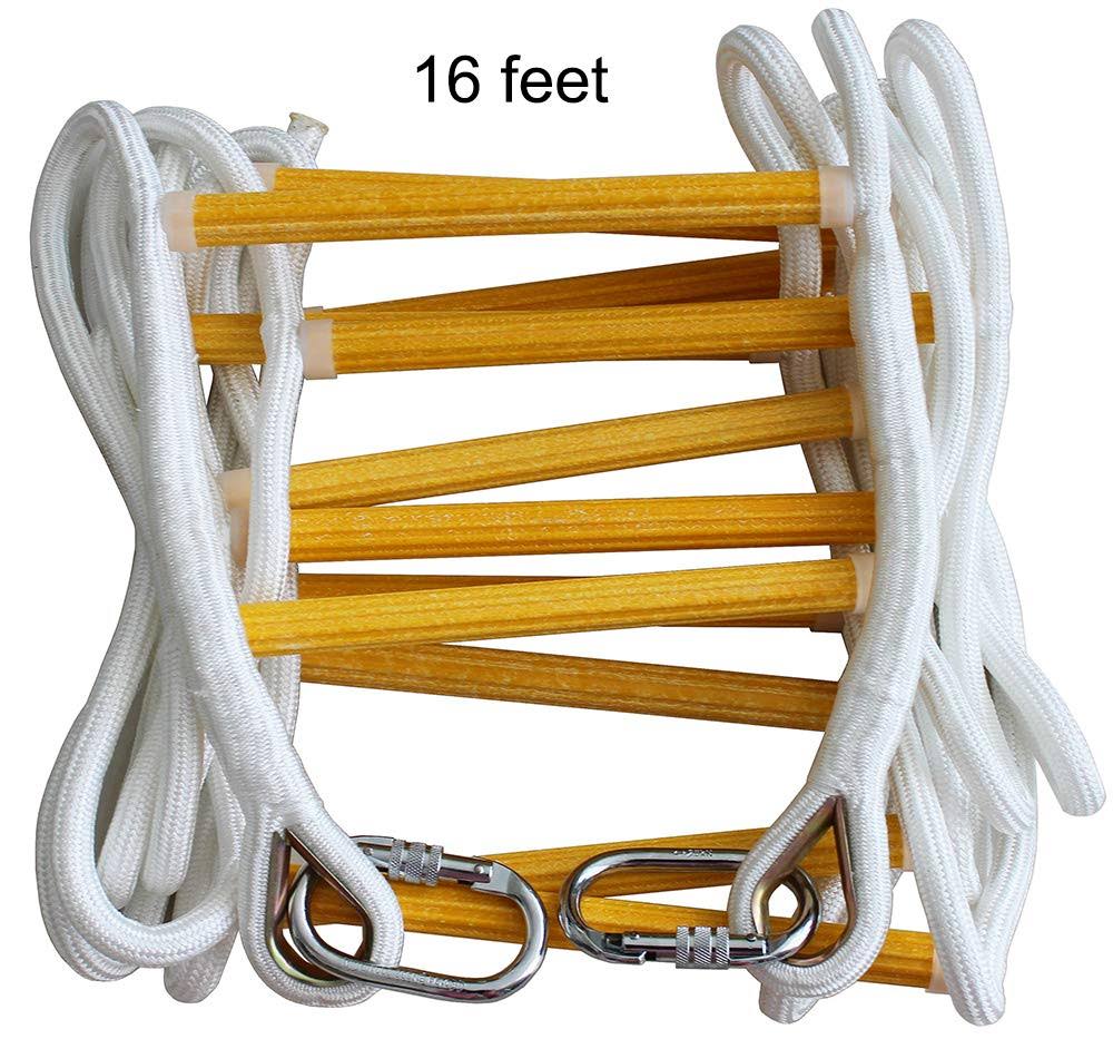 16 ft Flame Resistant Fire Escape Rope Ladder with Hooks T423