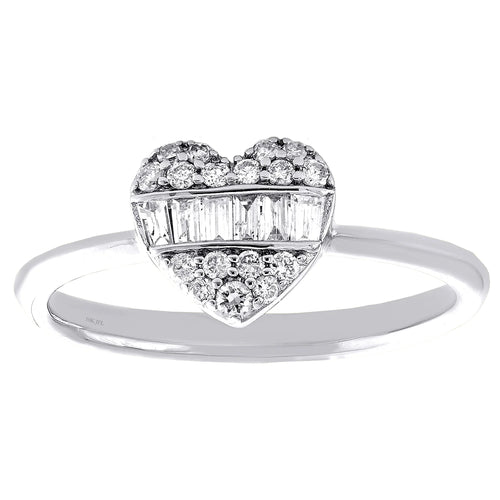 10K White Gold Diamond Domed Heart Ring J151