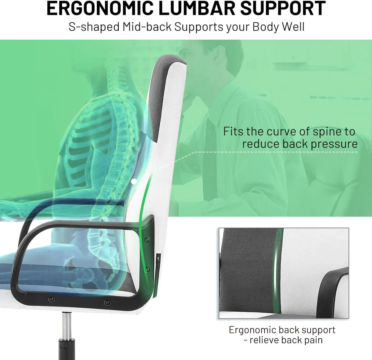 Ergonomic High Back PU Leather Swivel Rolling Office Chair with Flip-up Armrests T8855