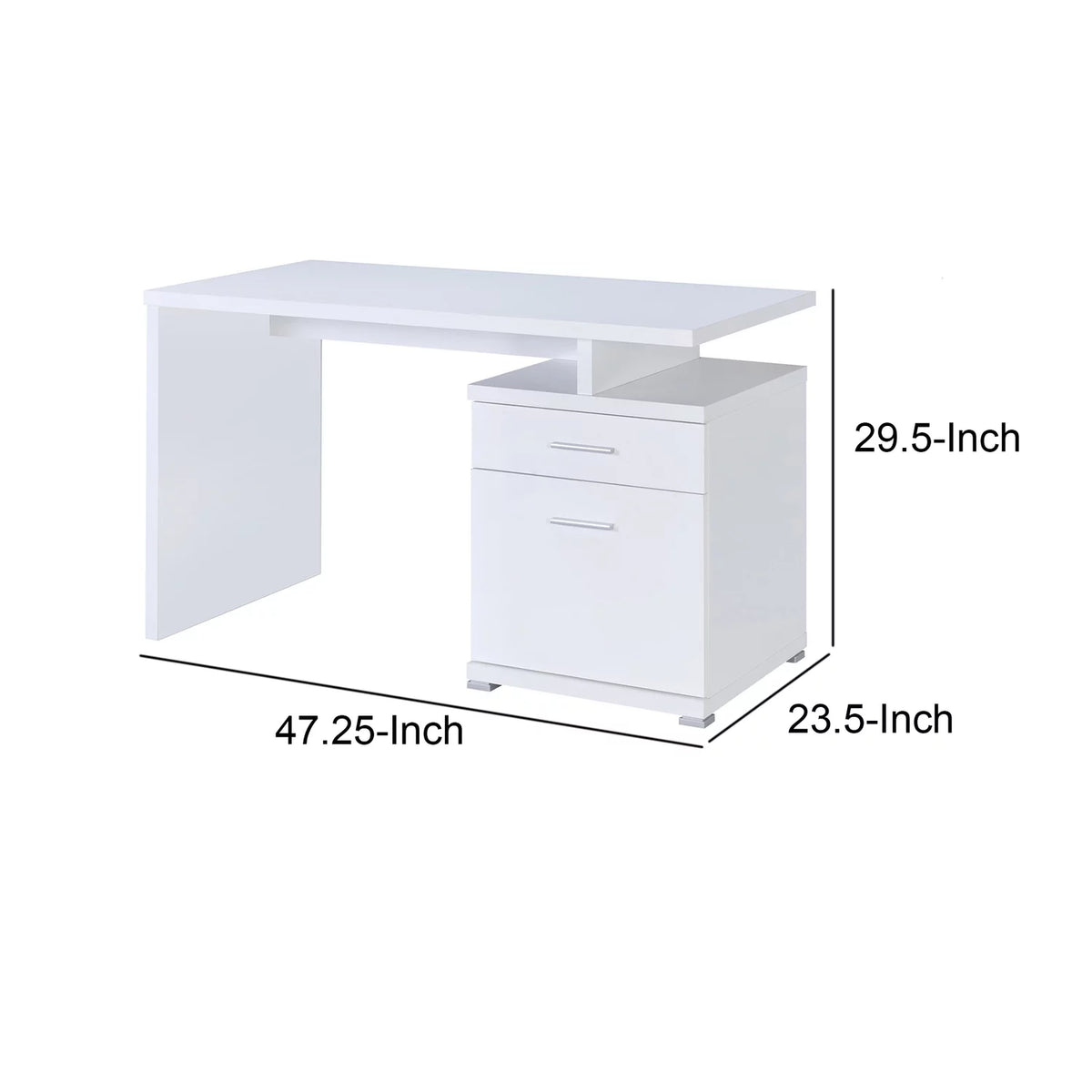 White Wooden Desk with Cabinet H24005
