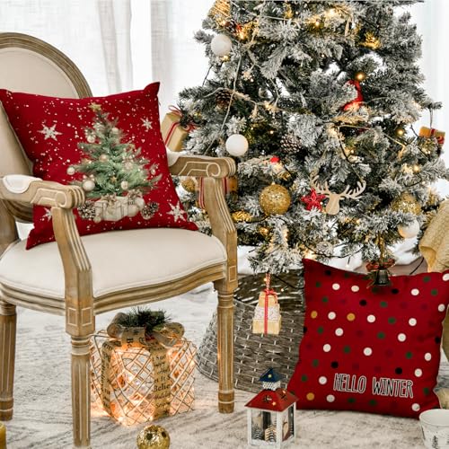 Christmas Throw Pillow Covers 18 x 18 Inch Set of 4 T9253