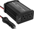 300W Power Inverter Car DC 12V to 110V AC Converter Dual USB Charging Ports Black Pack of 2 E4151