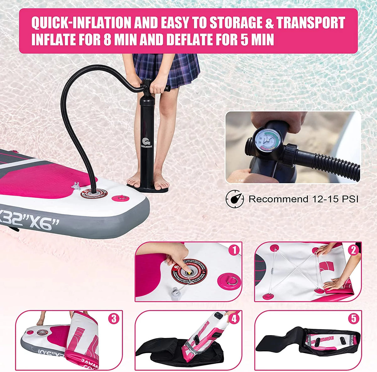 Pink Inflatable Paddle Board J59690