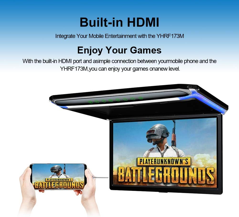 17.3 Car Overhead Flip Down Monitor with HDMI IR FM USB SD D703