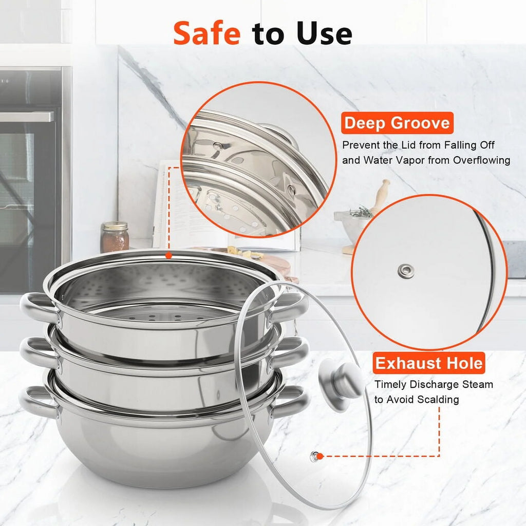 3 Tier Stainless Steel Steamer P56813