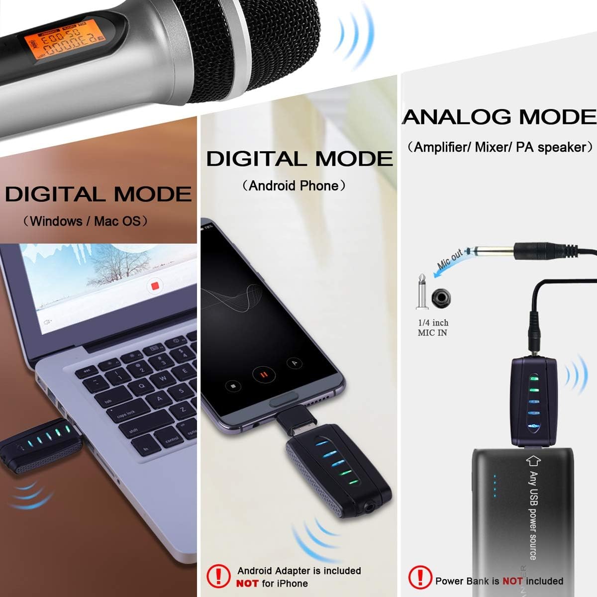 USB Wireless Microphone with USB Receiver, Pack of 2 W486