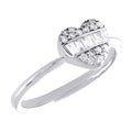 10K White Gold Diamond Domed Heart Ring J151