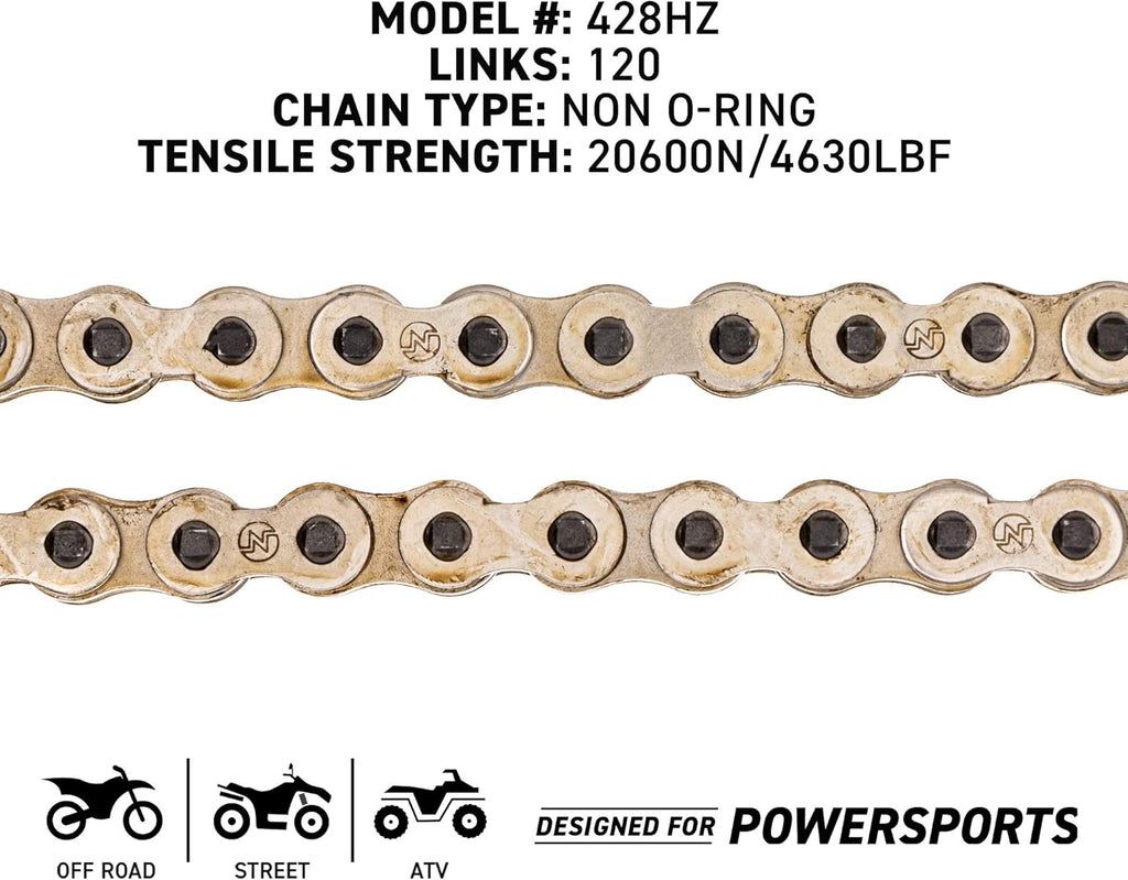 Drive Sprocket Chain Combo Front 14 Rear 45 Tooth 428HZ Standard 120 Links Pack of 2 Q5627