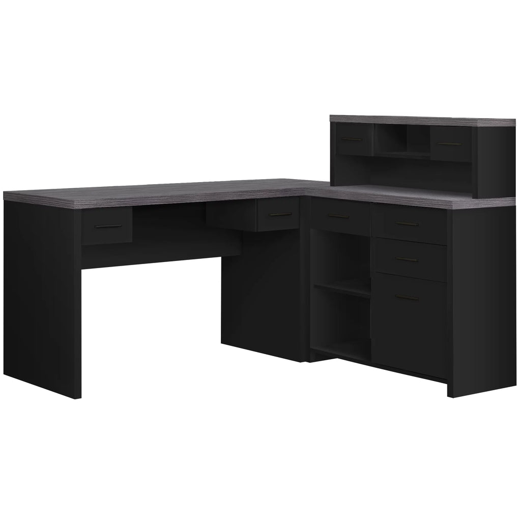 Black And Grey L Shape Computer Desk R9738