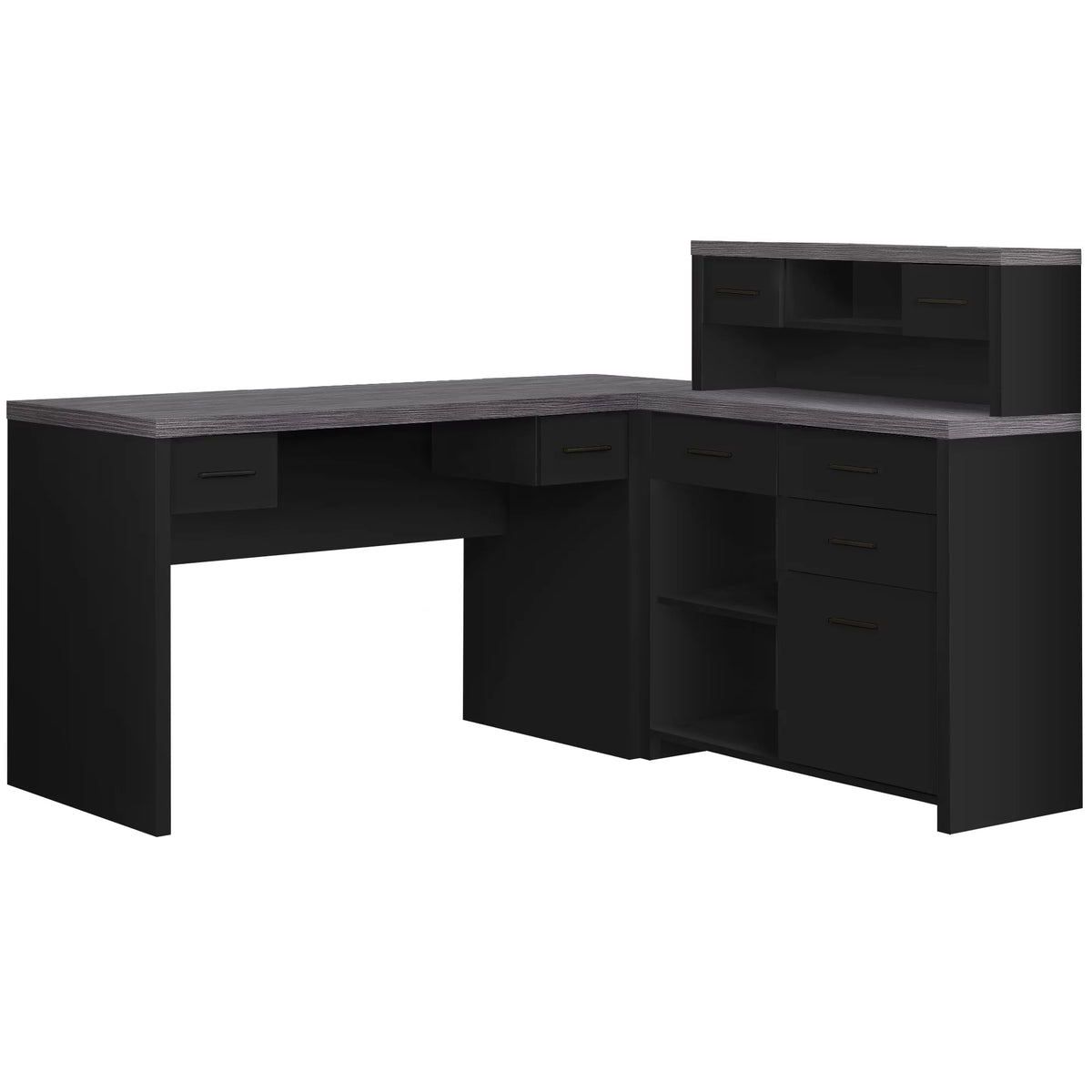 Black And Grey L Shape Computer Desk R9738