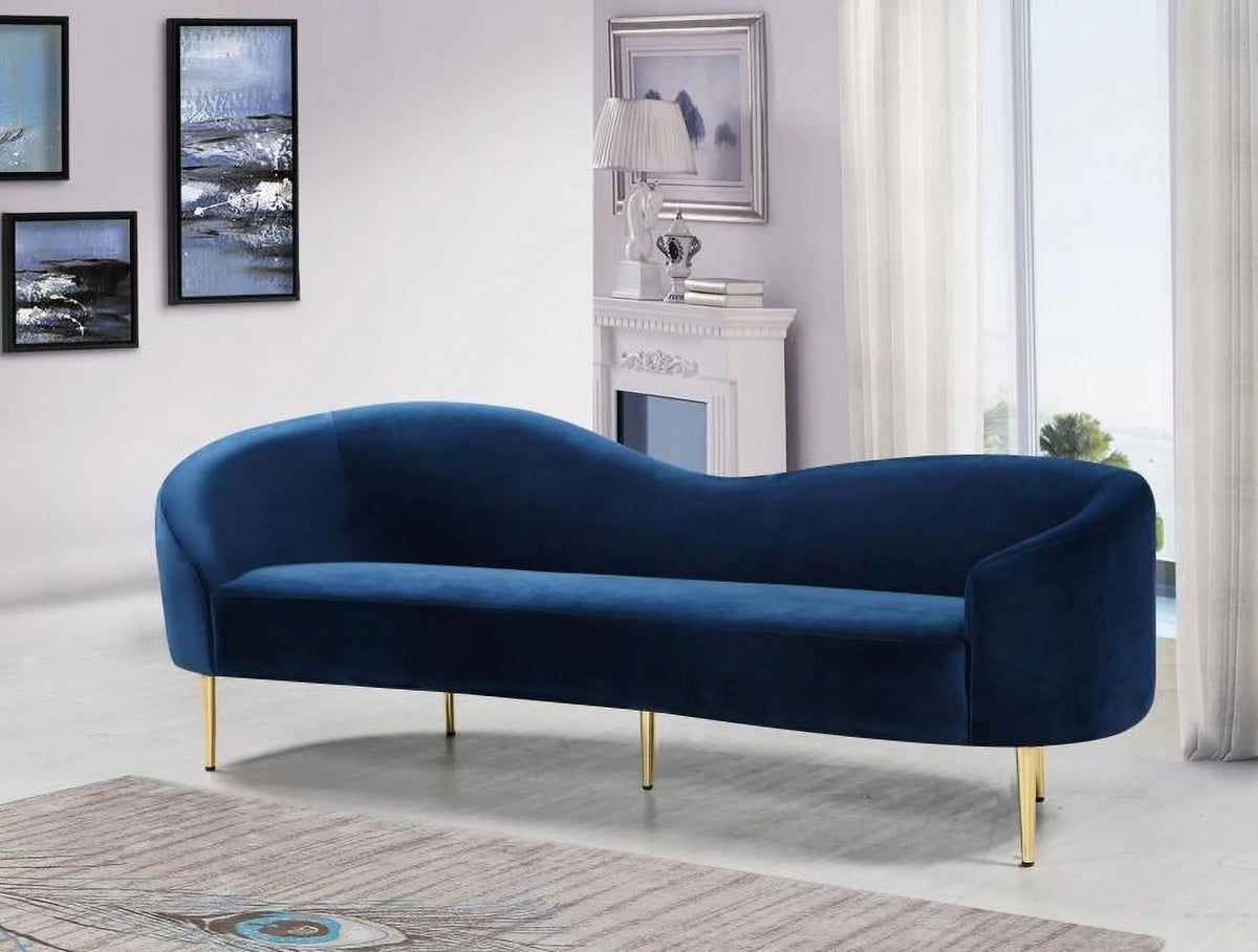 Navy Velvet 2Pcs Sofa & Loveseat Set W5539