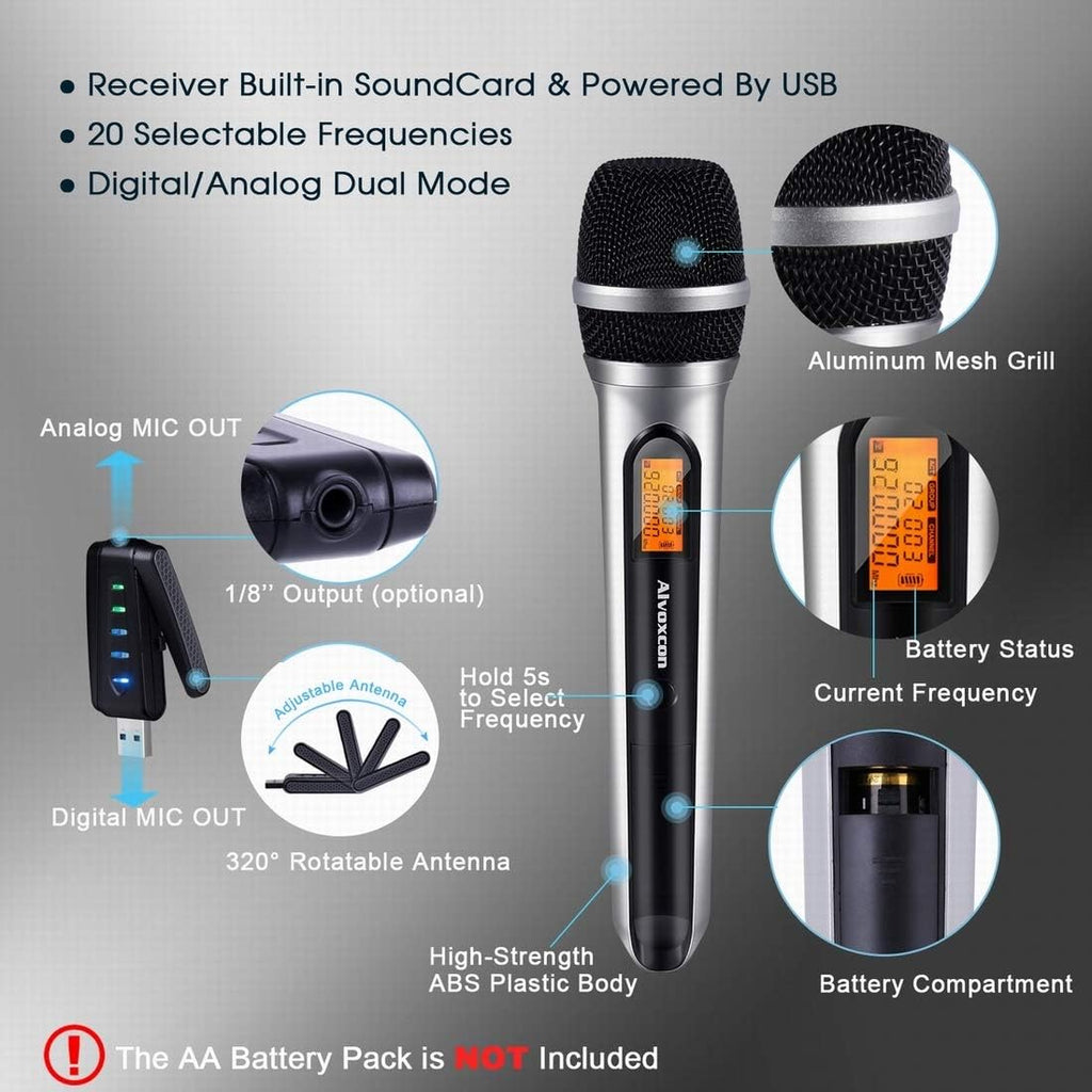 USB Wireless Microphone with USB Receiver, Pack of 2 W486