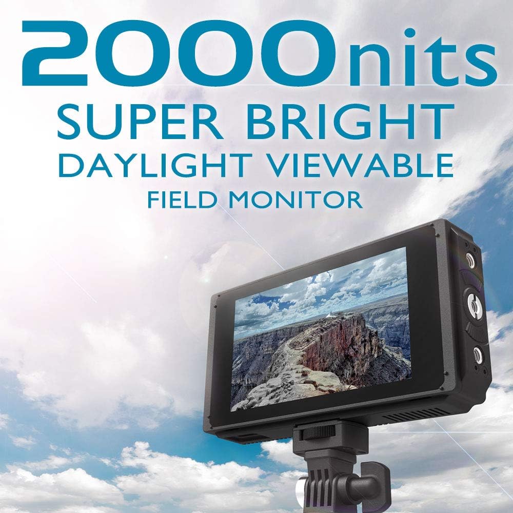 5 Inch 2000nit Touch Screen DSLR Camera Field Monitor with 3D LUT, 4K HDMI Input/Output, Dual NP-F Battery Mount B339