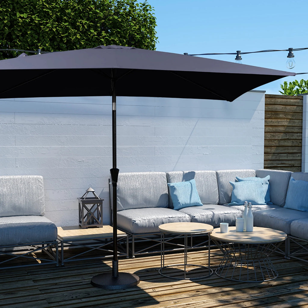 6.5' x 10' Rectangular Beige Patio Umbrella W292