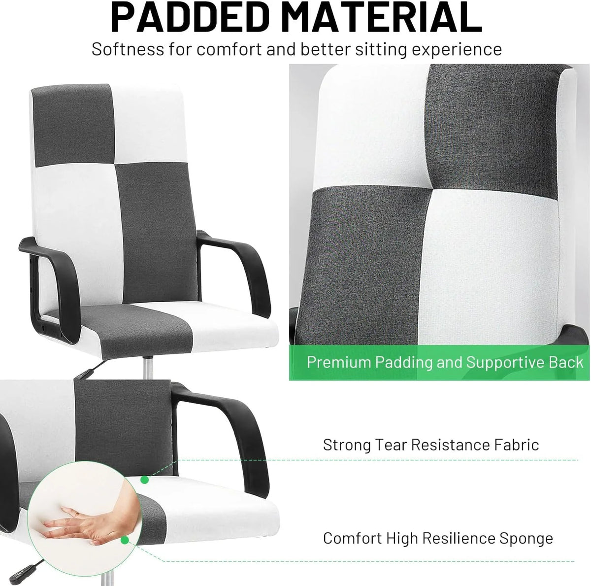 Ergonomic High Back PU Leather Swivel Rolling Office Chair with Flip-up Armrests T8855