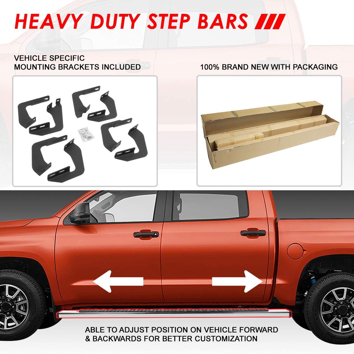 Polished Chrome Stainless Steel Nerf Bar Running Boards N249630