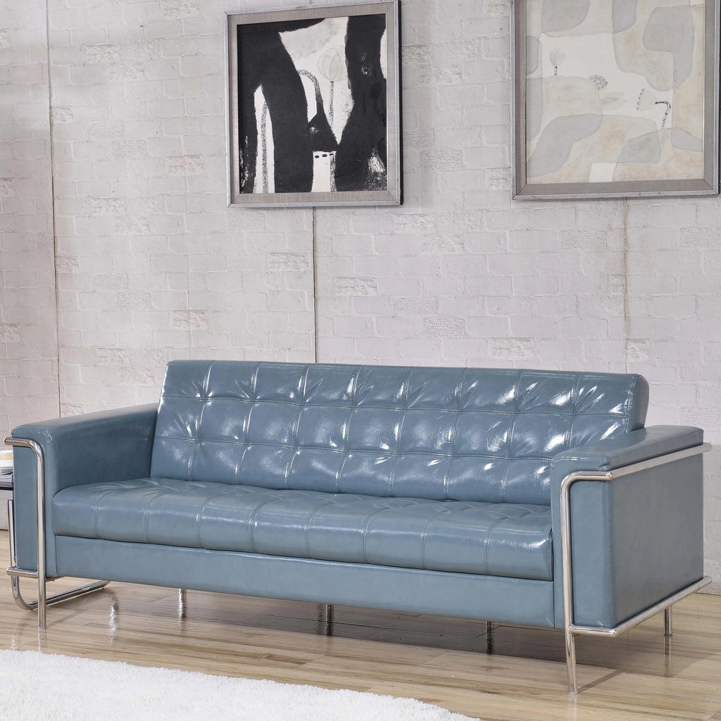 Grey Faux Leather Sofa L5778