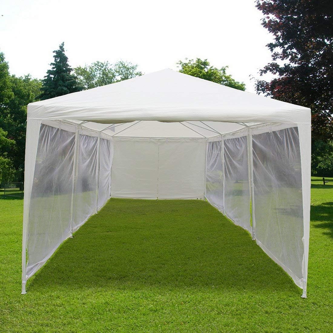 10'x30' White Canopy Tent with Mesh Side Wall H6445
