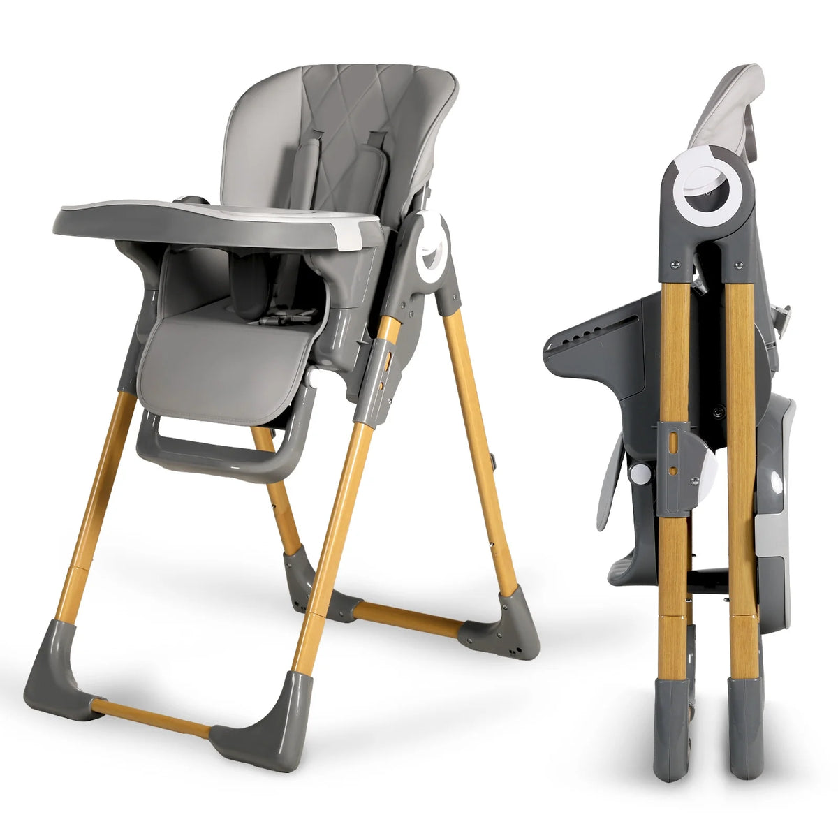 Foldable High Chair with Detachable Double Trays X493843