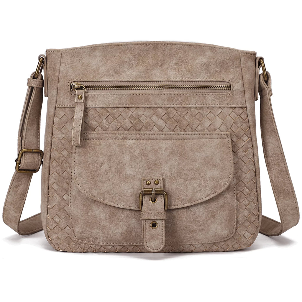 Large Straw Weaving PU Leather Crossbody Bag N83284