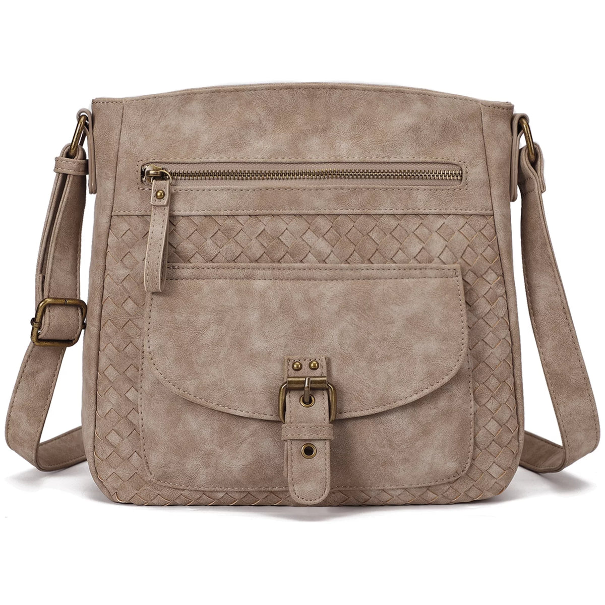 Large Straw Weaving PU Leather Crossbody Bag N83284