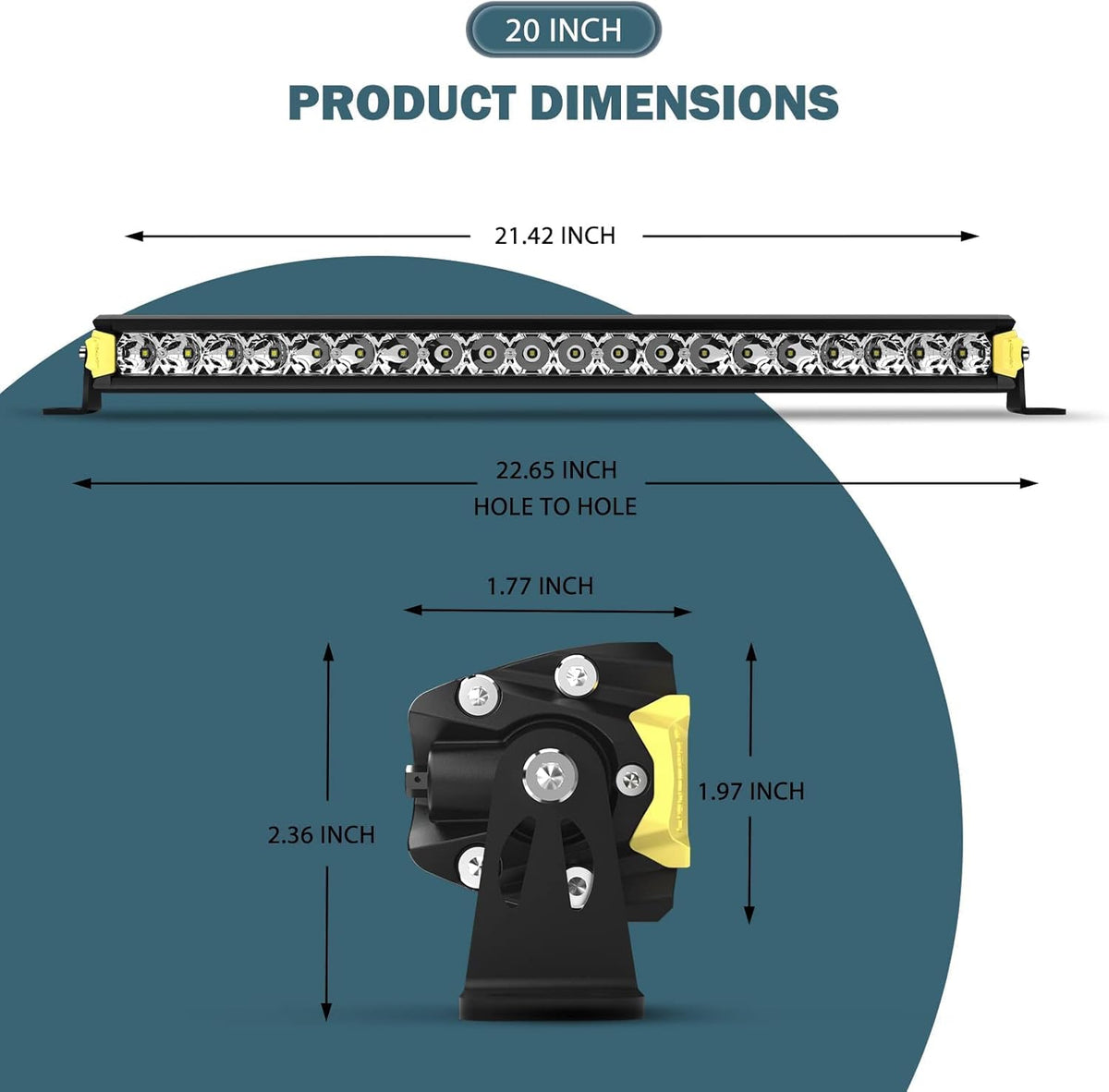 20 Inch 100W LED Light Bar IP68 Waterproof Pack of 2 F291