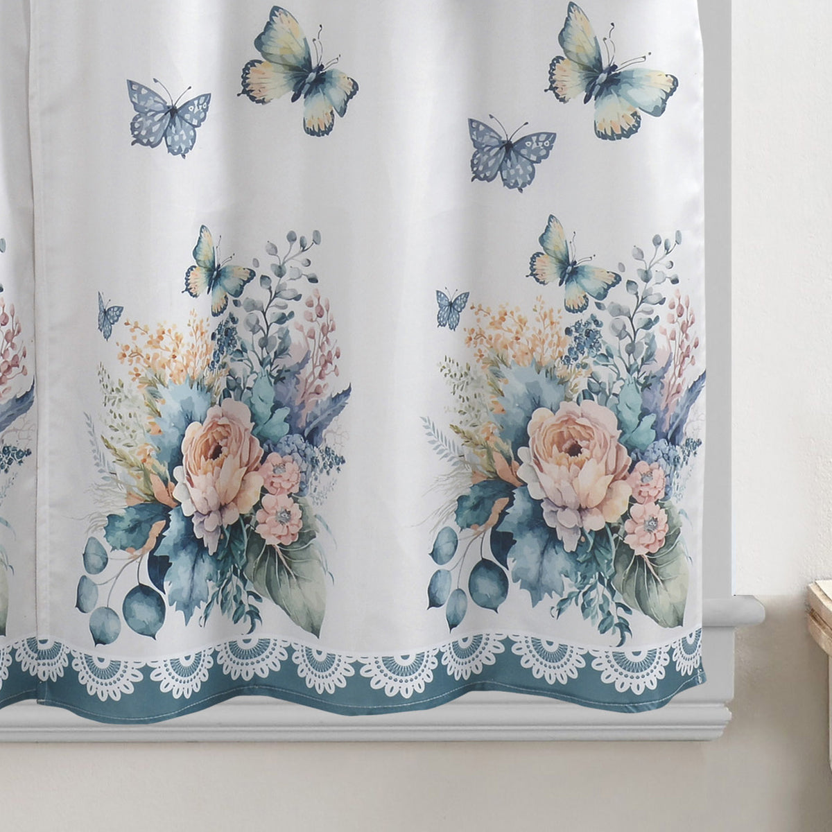 Turquoise 3-Piece Kitchen Curtain Tiers & Swag Set, 58x36 & 28x36 inches G185