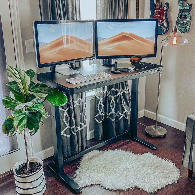 Standing Desk with Drawer Black Chipboard 48 inch B6504