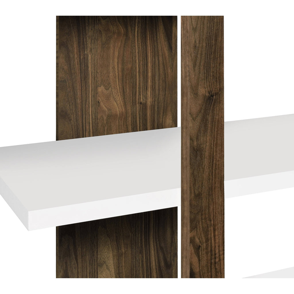 Aged Walnut/White 4-Shelf Bookcase F339