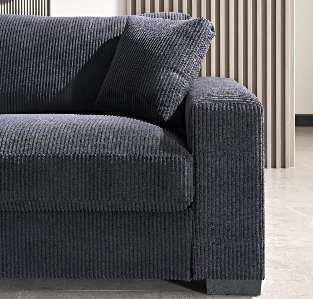 Corduroy Sofa with 2 Toss Pillows R6714