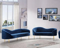 Navy Velvet 2Pcs Sofa & Loveseat Set W5539