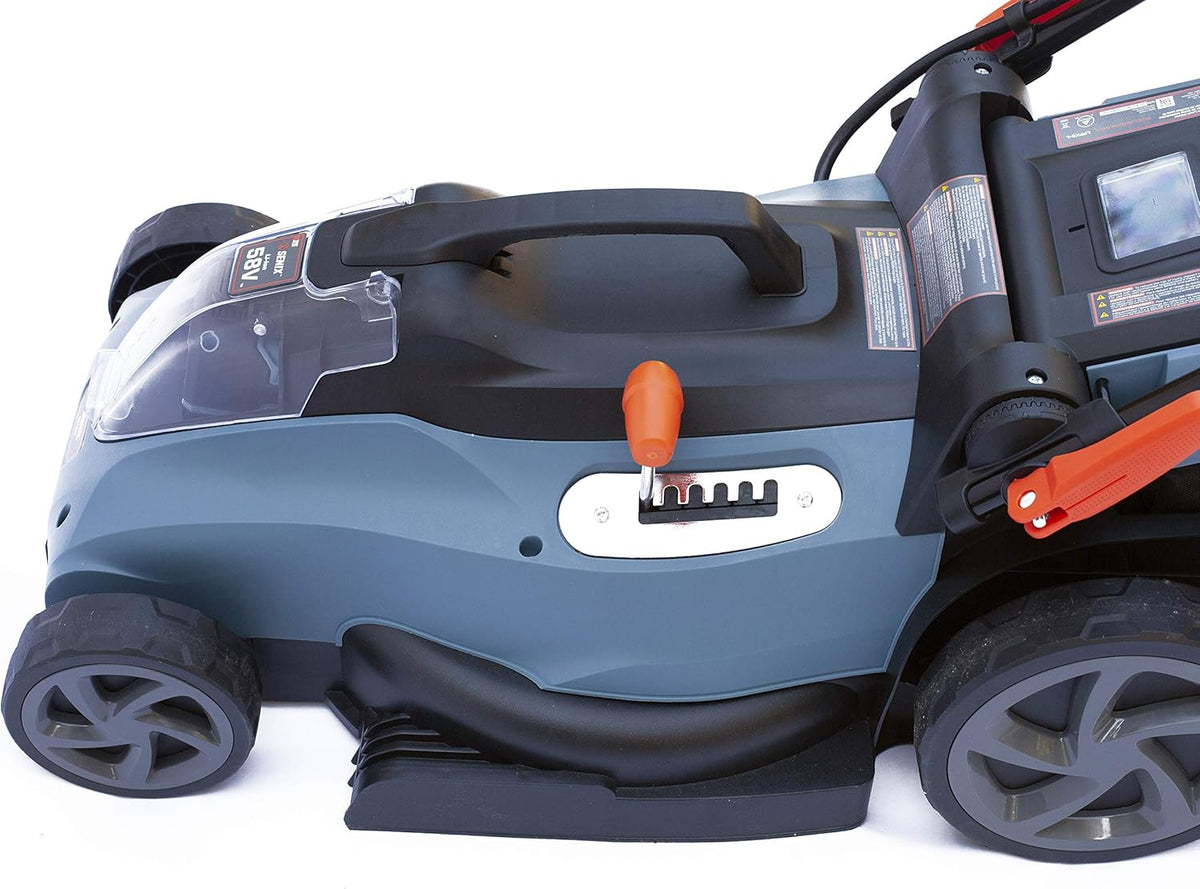 Blue 15 Inch Cordless Brushless Push Lawn Mower with Battery and Charger K7916