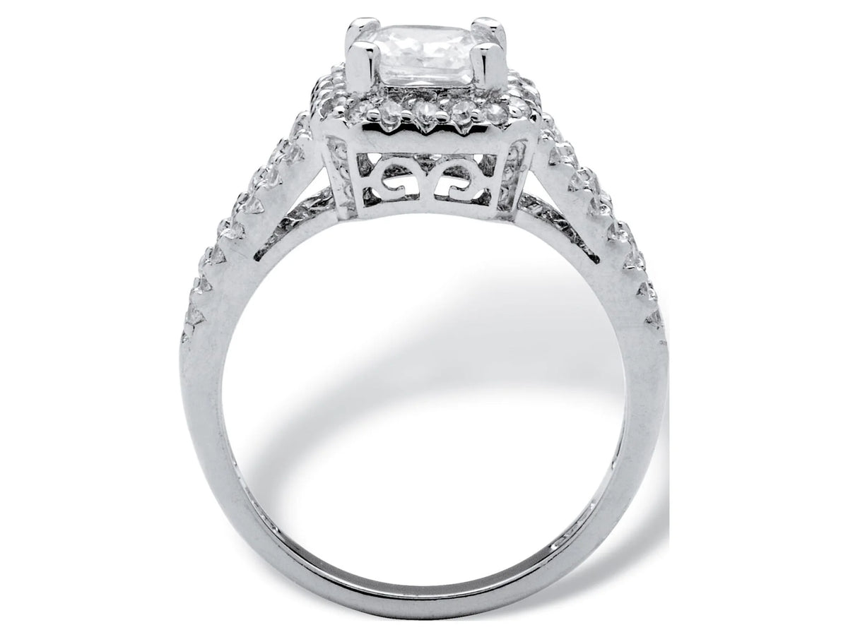 Princess-Cut Cubic Zirconia Engagement Ring in Platinum over Sterling Silver A9168