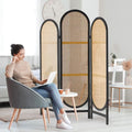 5.9 Ft Tall Hand-Woven Rattan 3 Panels Folding Room Divider J67077
