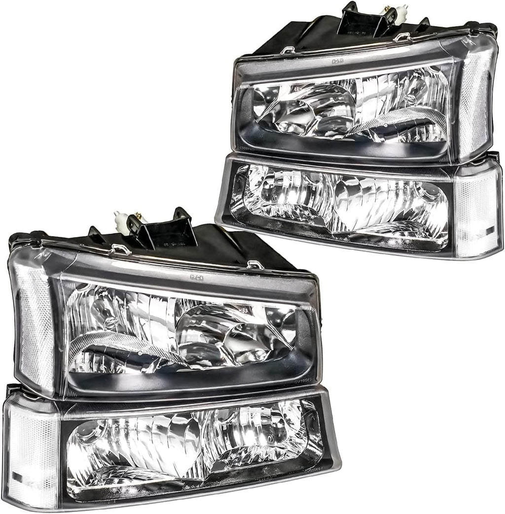 Black Housing Clear Reflector Headlights Assembly Set C69392