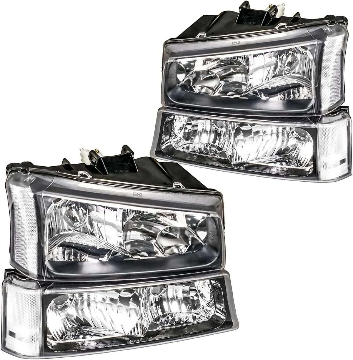Black Housing Clear Reflector Headlights Assembly Set C69392