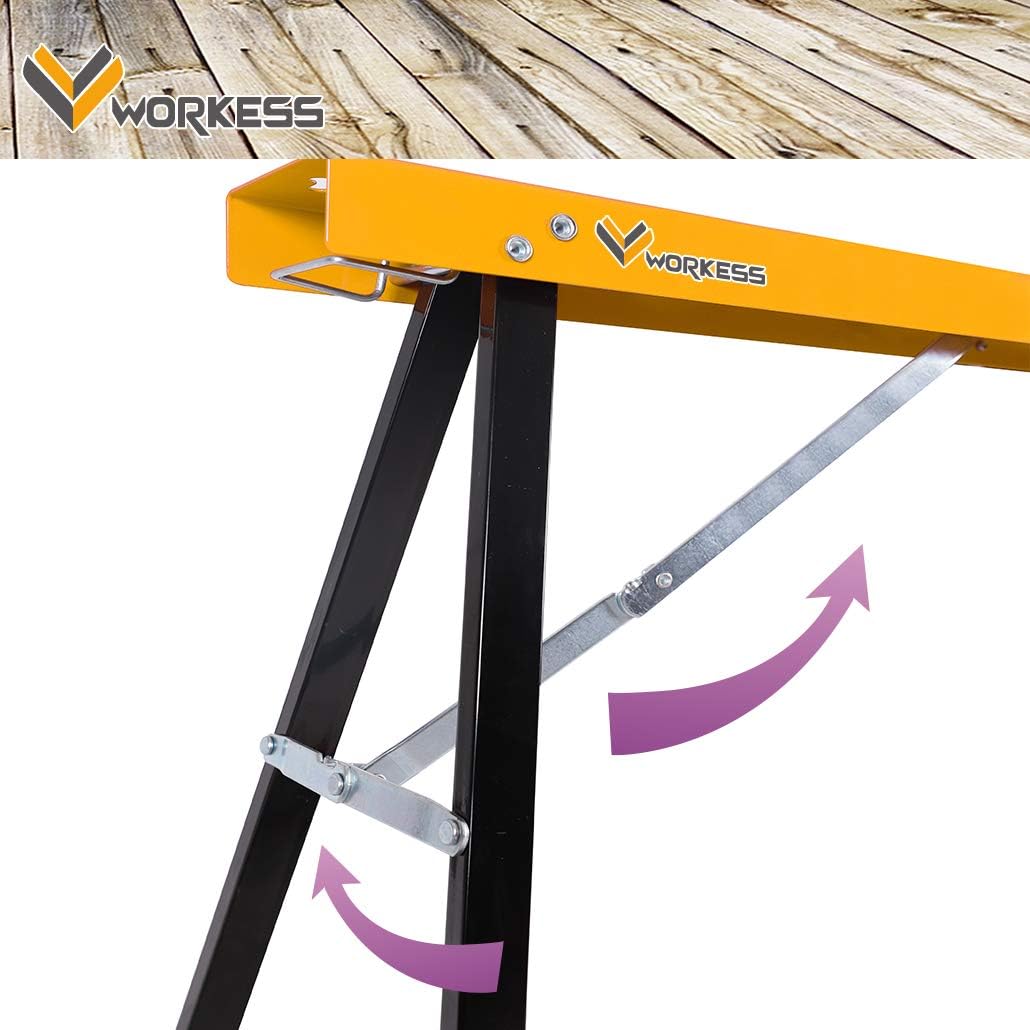 Twin Pack Portable Folding Sawhorse, 275 LBS Capacity Each W642593