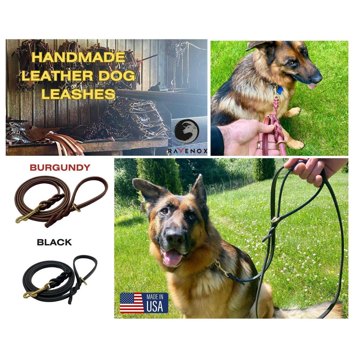 6 FT Braided Leather Dog Leash J872647