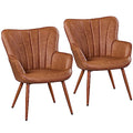 Brown PU Leather Armchair with Metal Legs B4569