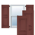 Exterior Real Wood Pine Raised Panel Shutters (Per Pair), 18x22 W x 46x22 H, Cottage Red A22898