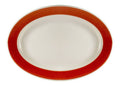 Red Stoneware Oval Rolled Edge Rainbow Platter F74689