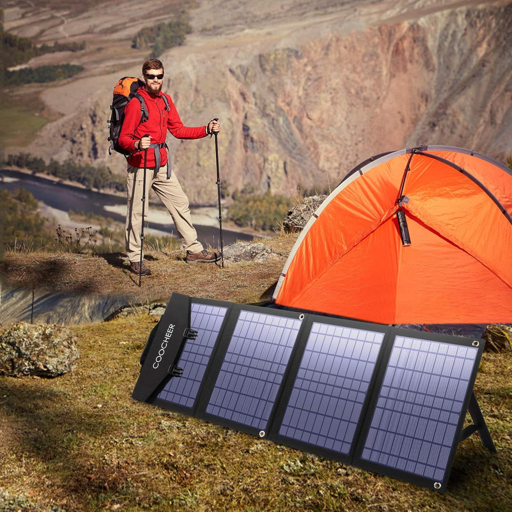 Solar Panel 120W, 12-18V Portable Foldable Solar Panel Kit with 2 USB Ports & 1 DV Port J870472
