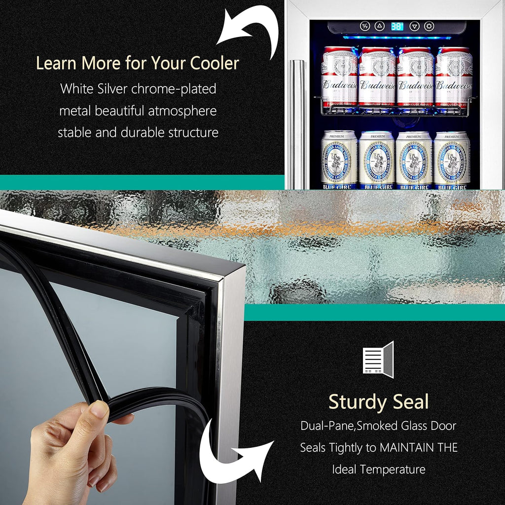 24 inch Beverage Refrigerator with Blue Interior Light L5029