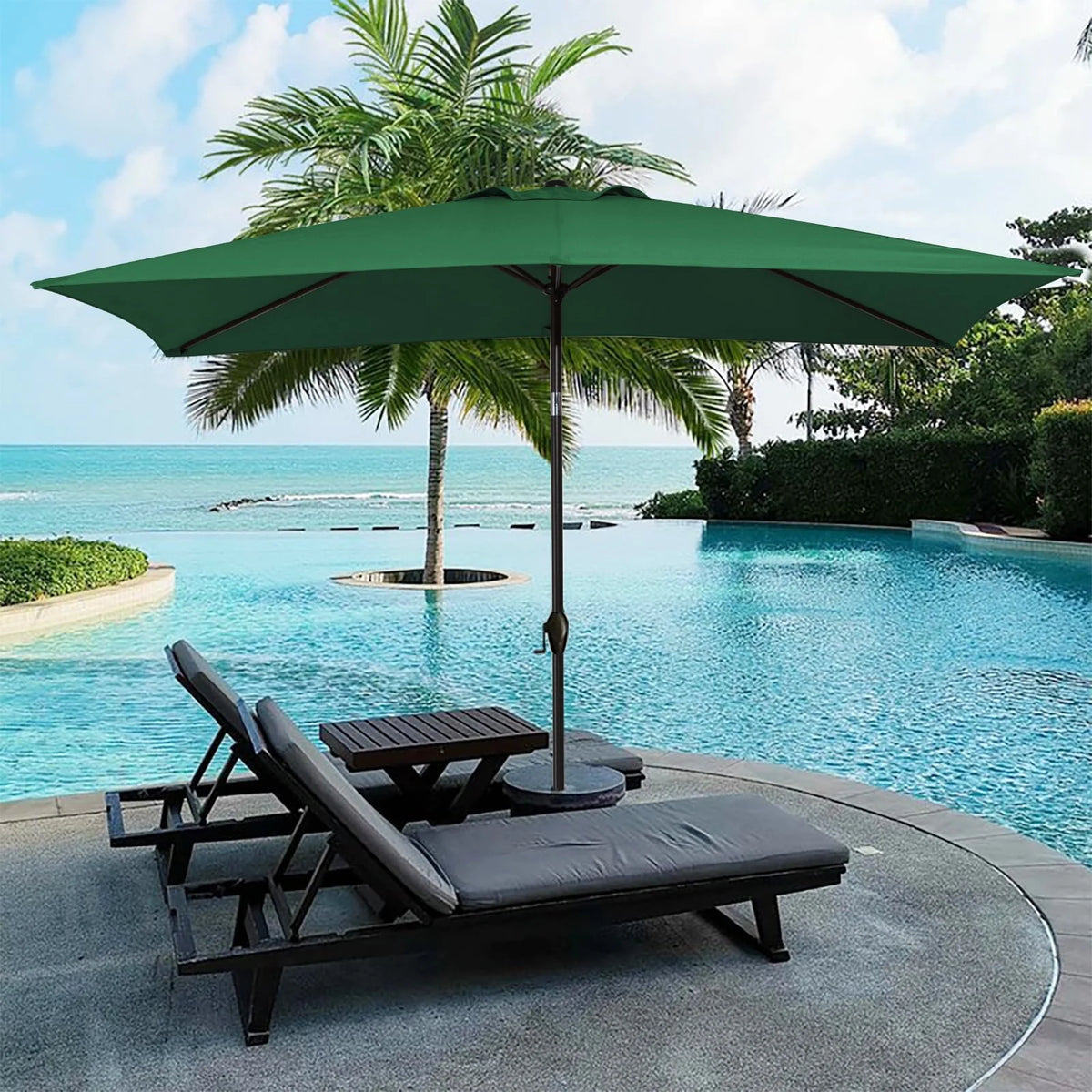 6.5' x 10' Rectangular Beige Patio Umbrella W292