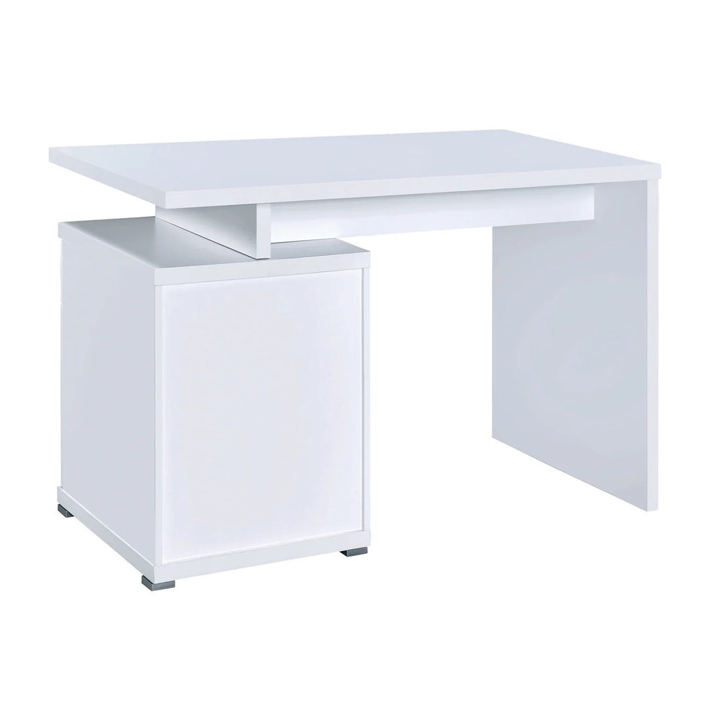 White Wooden Desk with Cabinet H24005