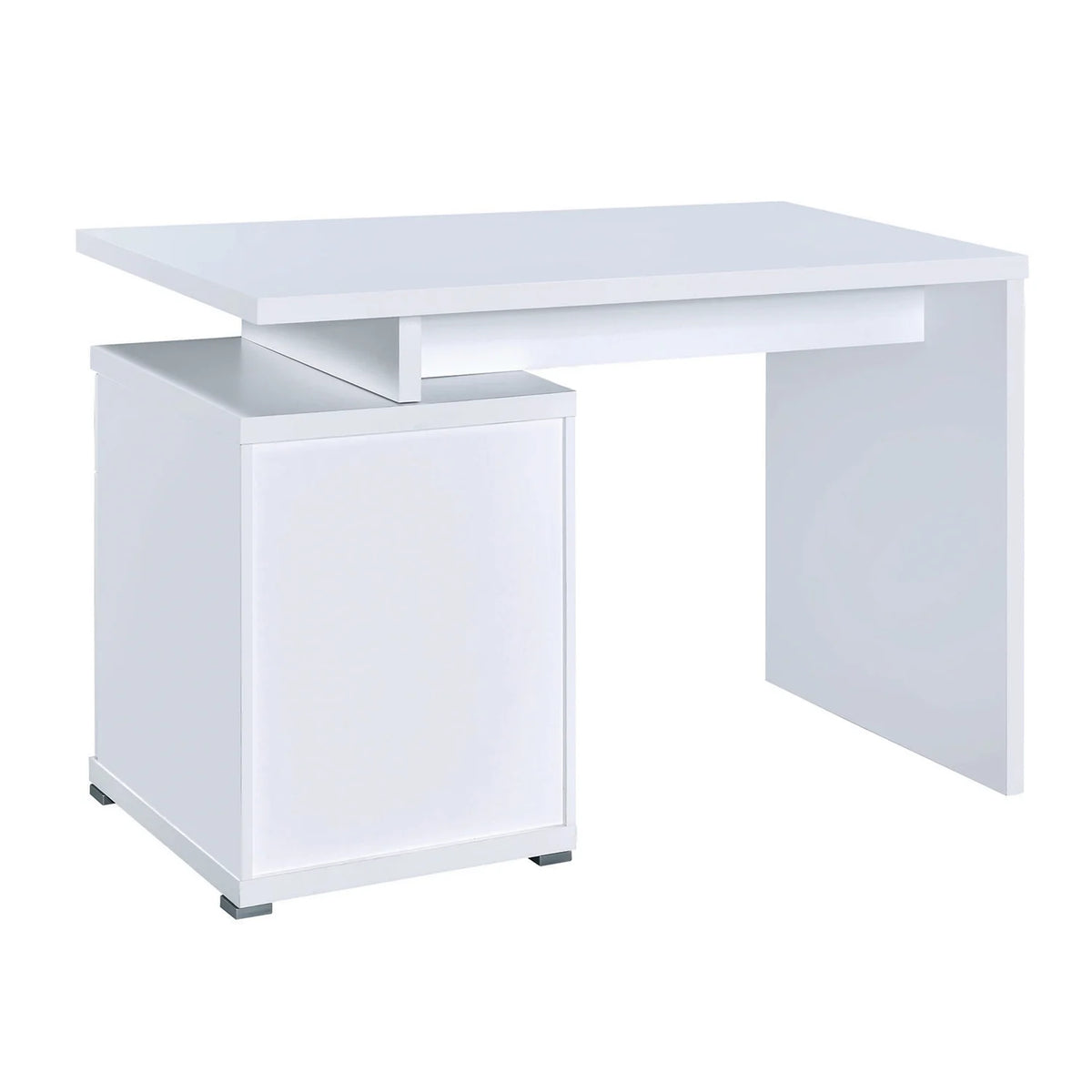 White Wooden Desk with Cabinet H24005