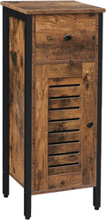 Rustic Brown Storage Cabinet with Drawer and Height-Adjustable Shelves M5594