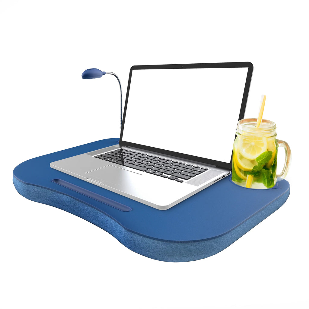 Laptop Lap Desk with Foam Cushion, LED Light, and Cup Holder S408
